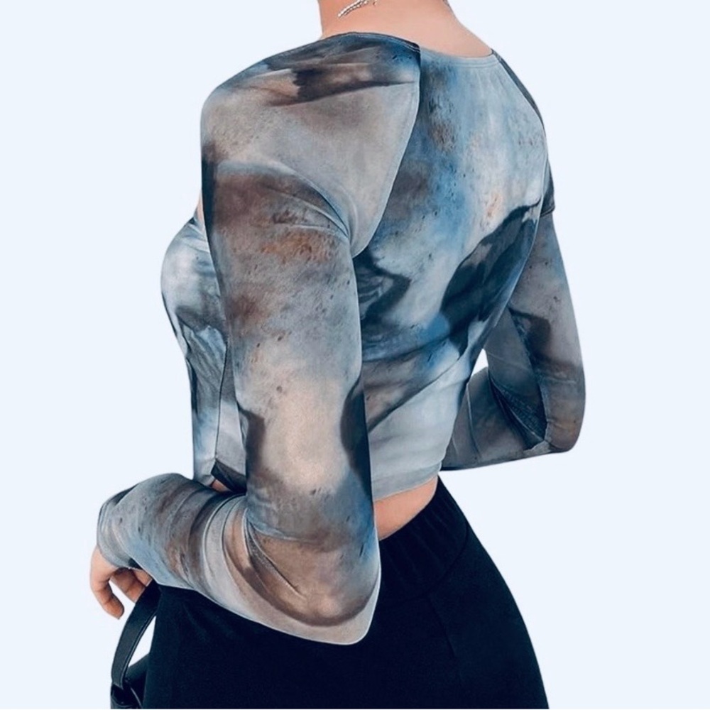 Stylish Abstract Long Sleeve Women's Top Size S Small - Picture 2 of 12